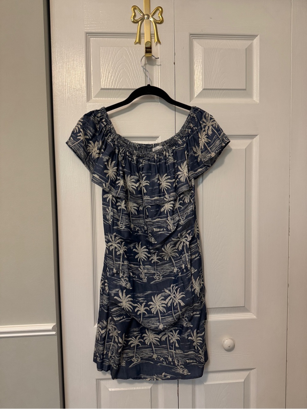 Tommy Bahama Navy and Cream Palm Print Dress